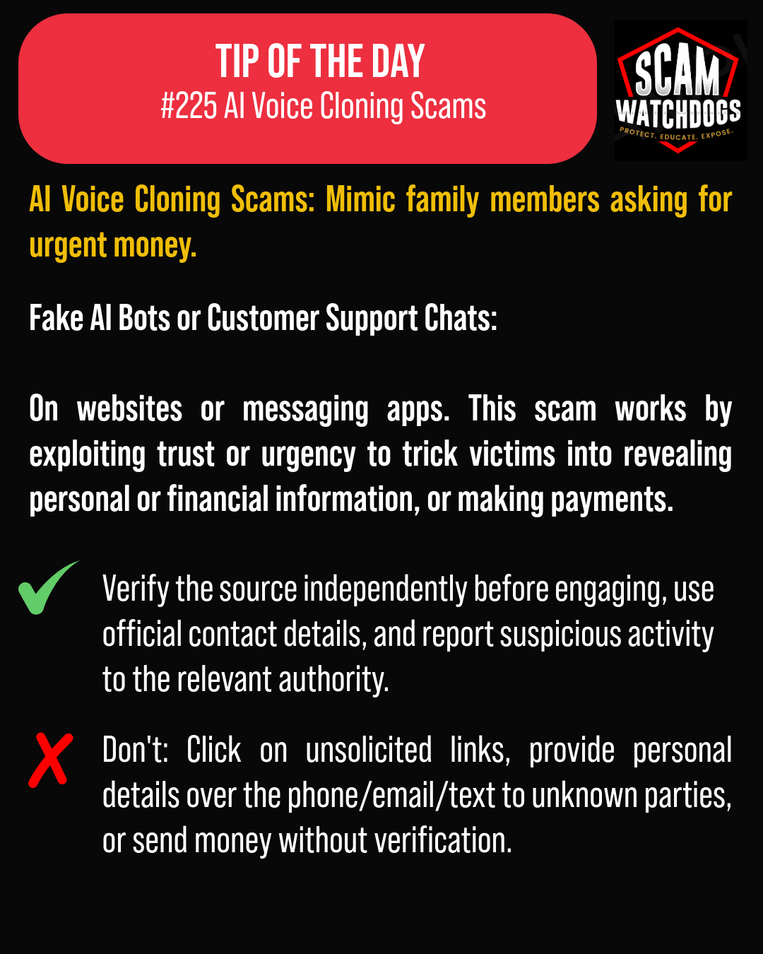 Tip of the Day #225 AI Voice Cloning Scams (Fake AI Bods)